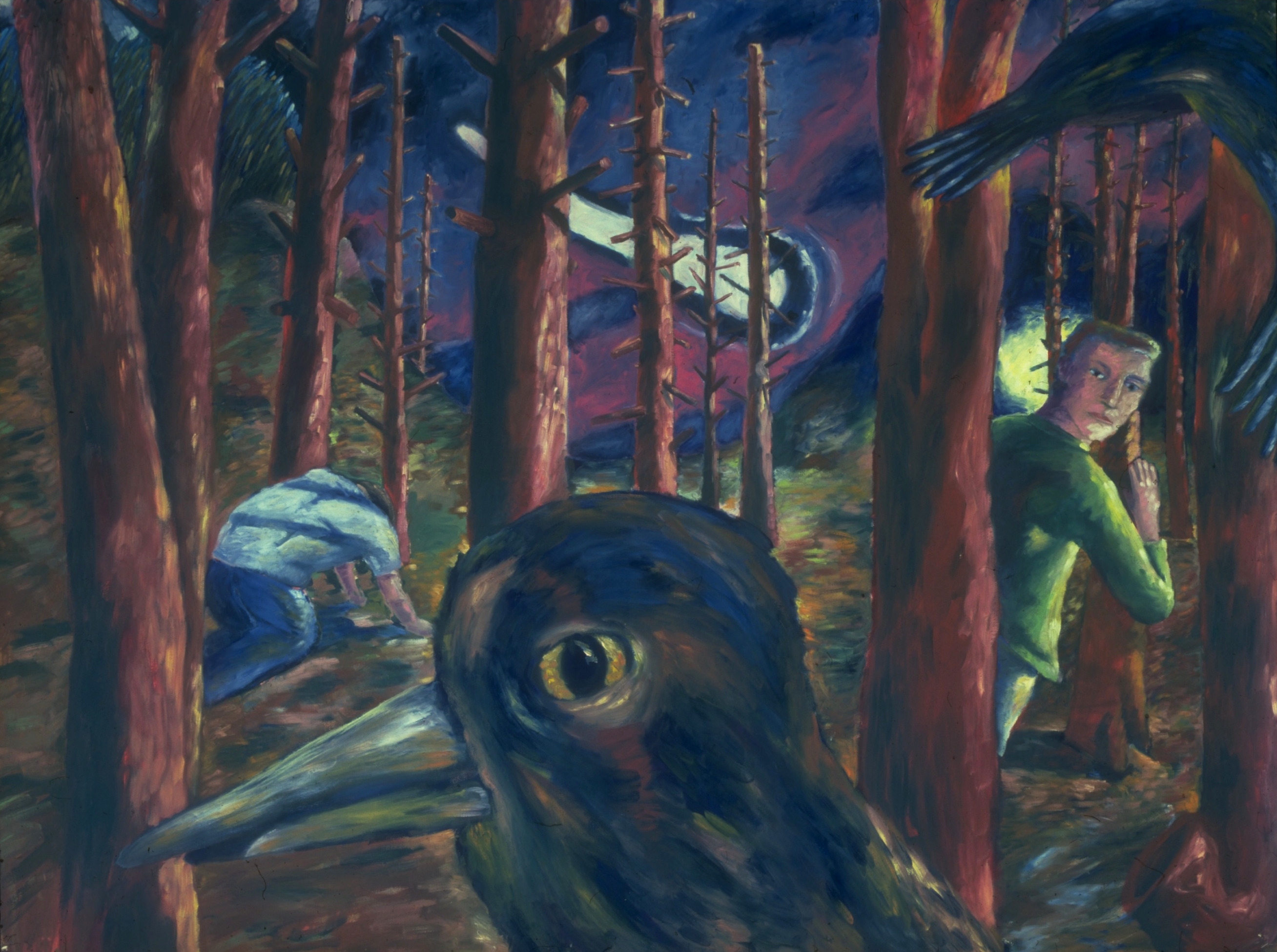 rock breaks scissors, oil on paper, 1985