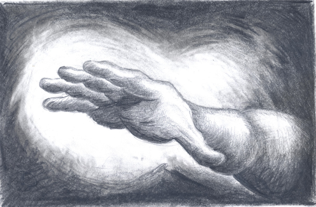 Superhand, pencil on paper, 2019