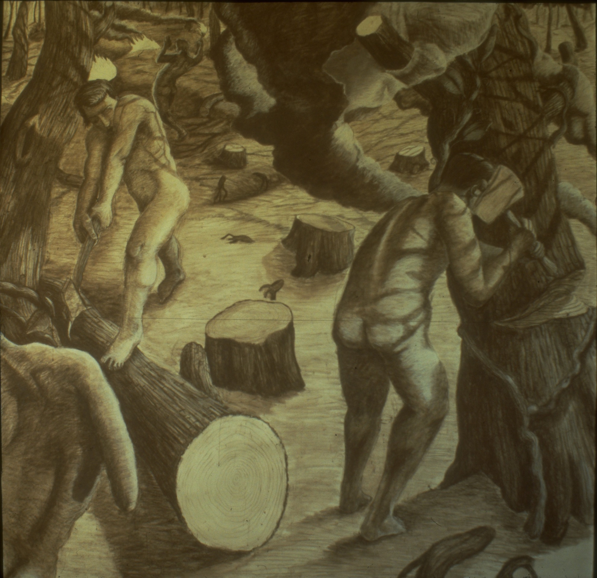 rein forest, mixed media on paper, 1989